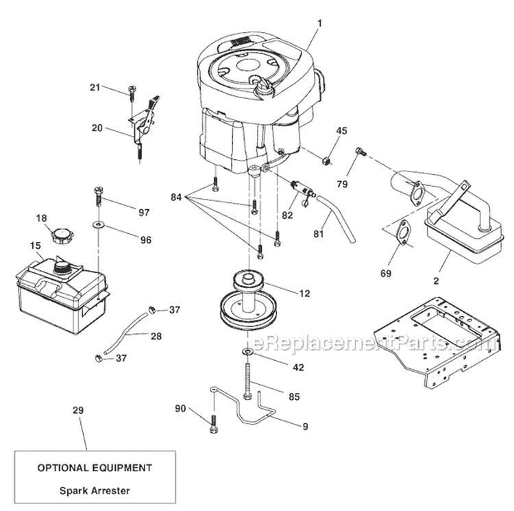 Page F Diagram and Parts List for W14538  Weed Eater Lawn Tractor